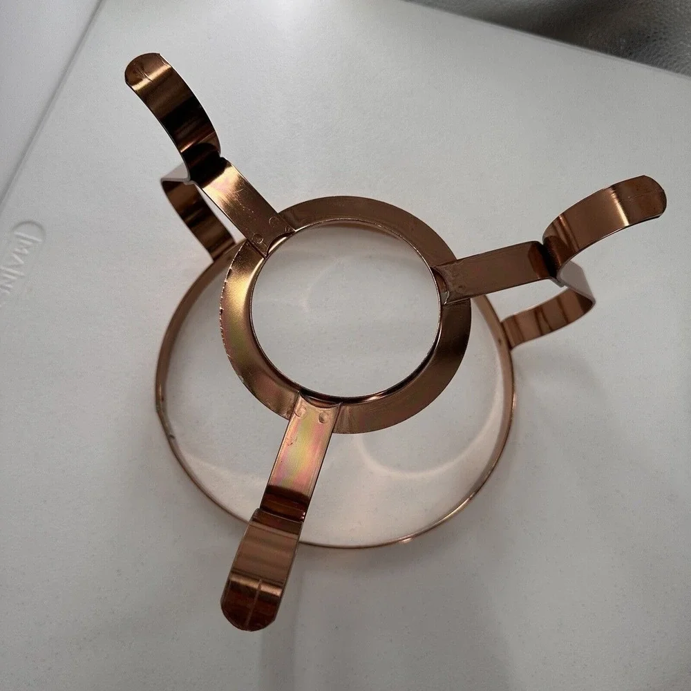 Iron and Copper Chafing‎ Dish Fondue Pan Set Wooden Handle Lightweight No Lid